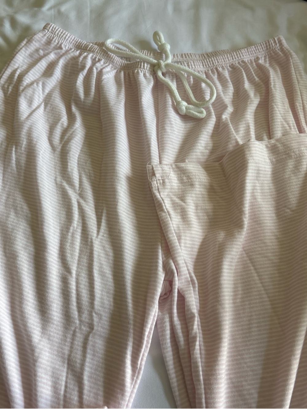 T.J.Maxx Light Pink & White Striped Wide Leg Pants